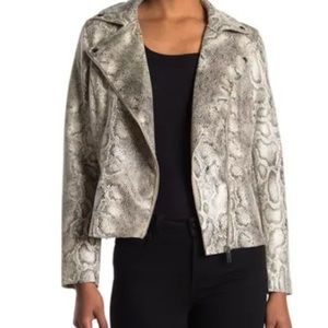 NWT PHILOSOPHY WOMAN faux leather jacket 3XL cream, metallic black and silver